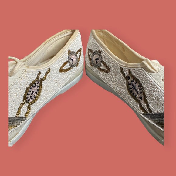 🎉 HP 🕰️ VTG RARE 90s COLORWERKS BEADED CLOCK CASUAL SNEAKERS SZ 10 - Picture 9 of 15